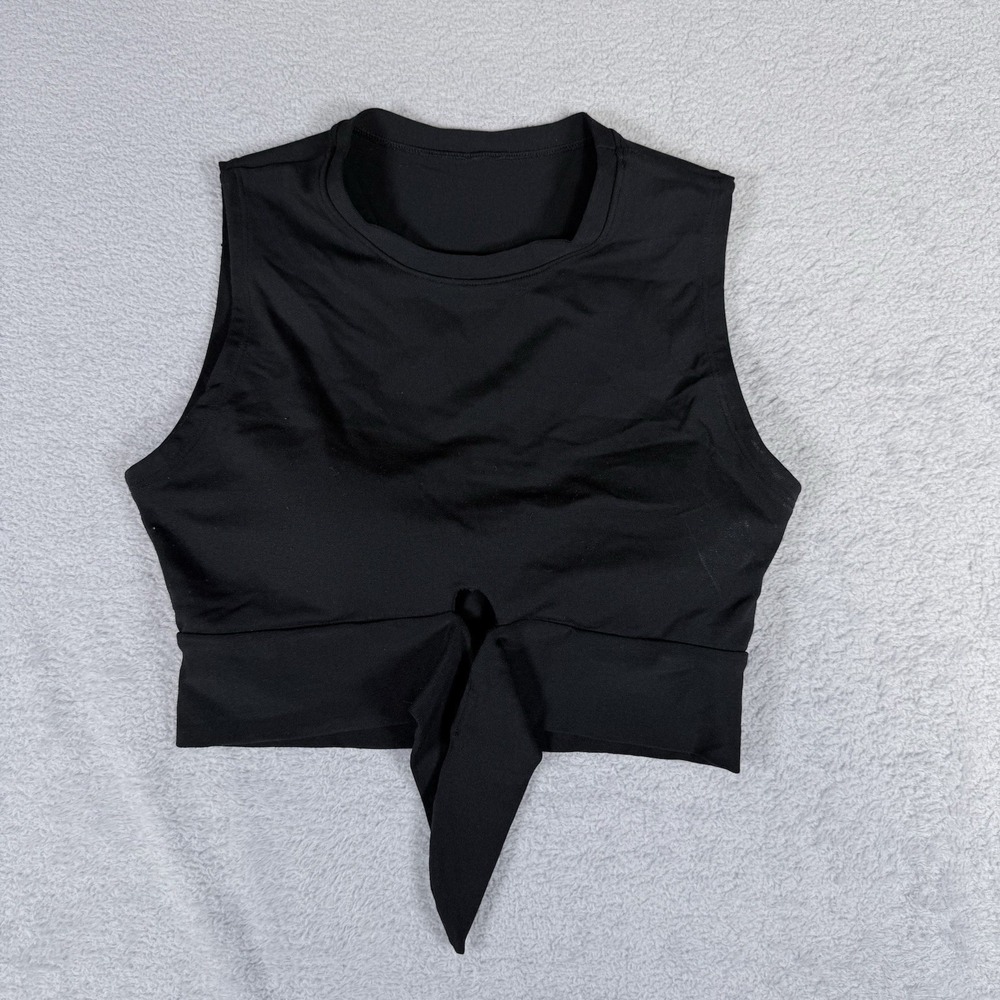 Robin Piccone Women Black Ava Longline Knot Front Swim Bikini Tank Top S 221725
